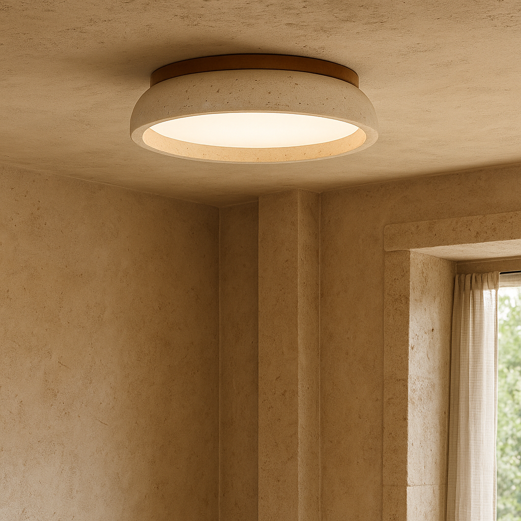 Elias Minimal Ceiling Light – Travertine Body