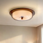 Glass And Wood Ceiling Light