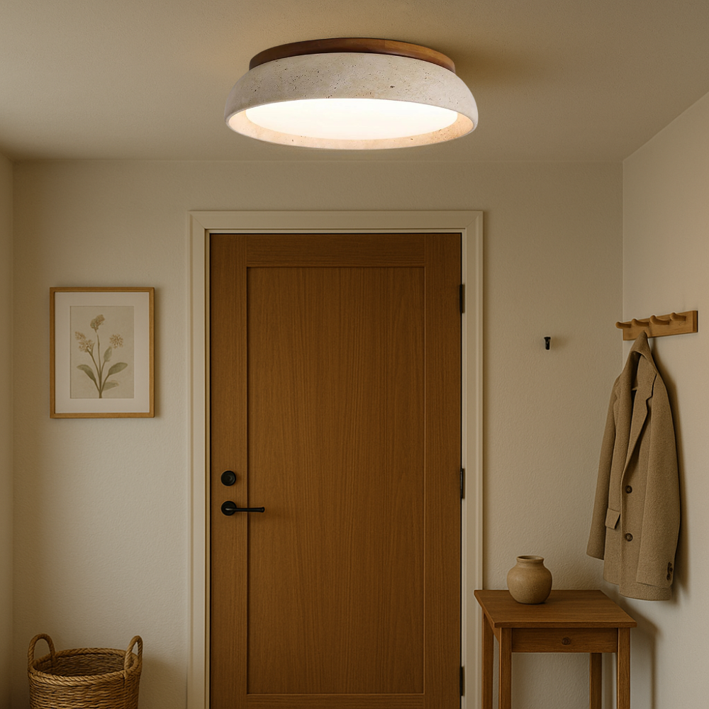 Elias Minimal Ceiling Light – Travertine Body