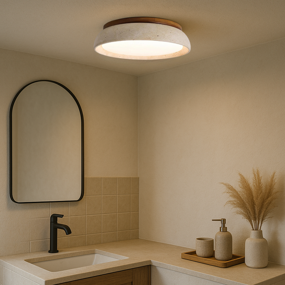 Elias Minimal Ceiling Light – Travertine Body