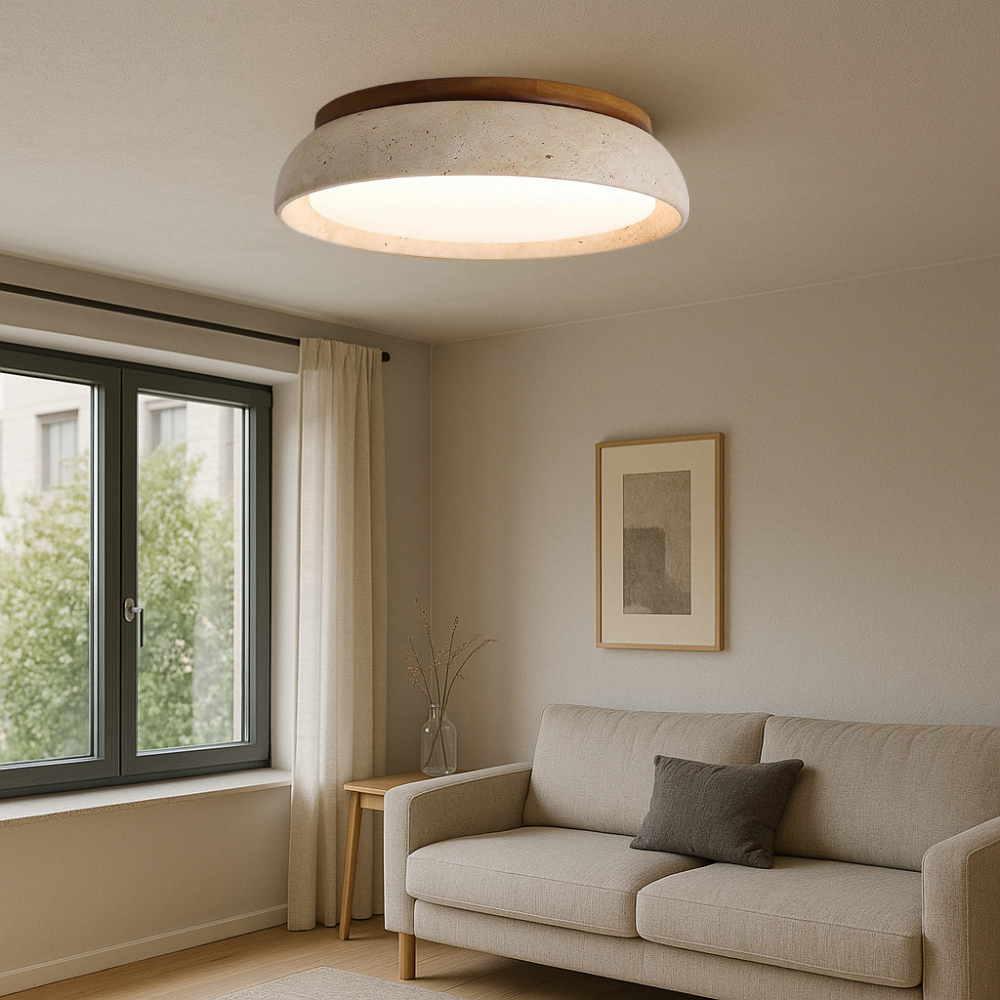 Elias Minimal Ceiling Light – Travertine Body