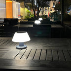 Solar Table Lamp | Wireless Metal and Glass Outdoor Accent
