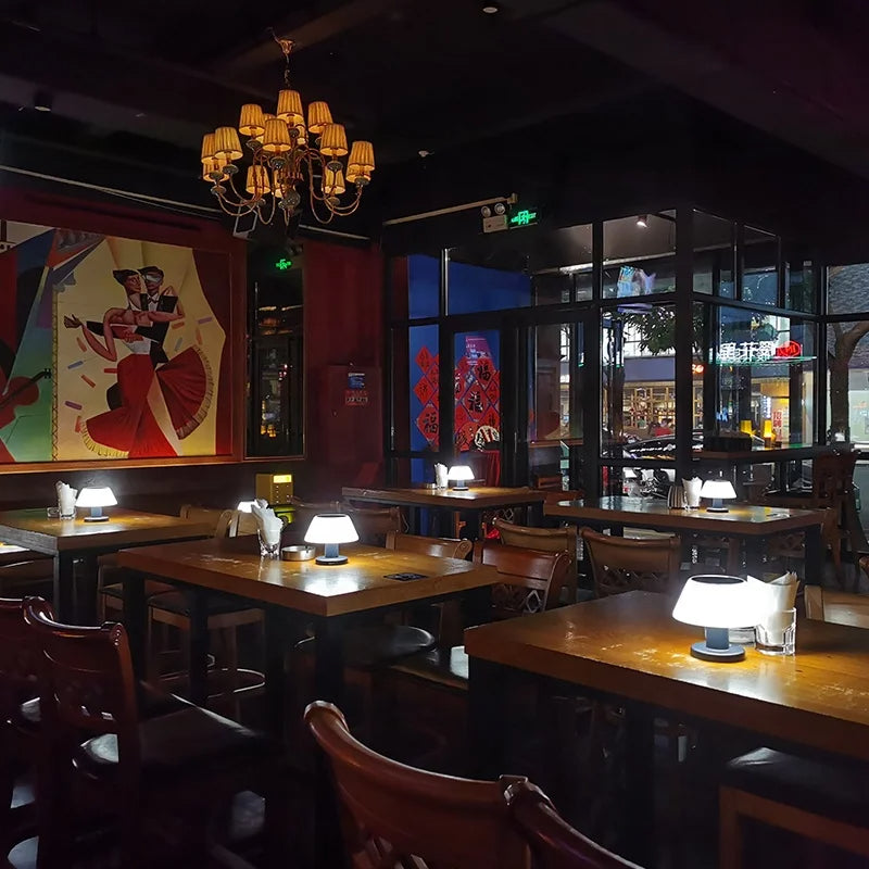 Solar Table Lamp | Wireless Metal and Glass Outdoor Accent