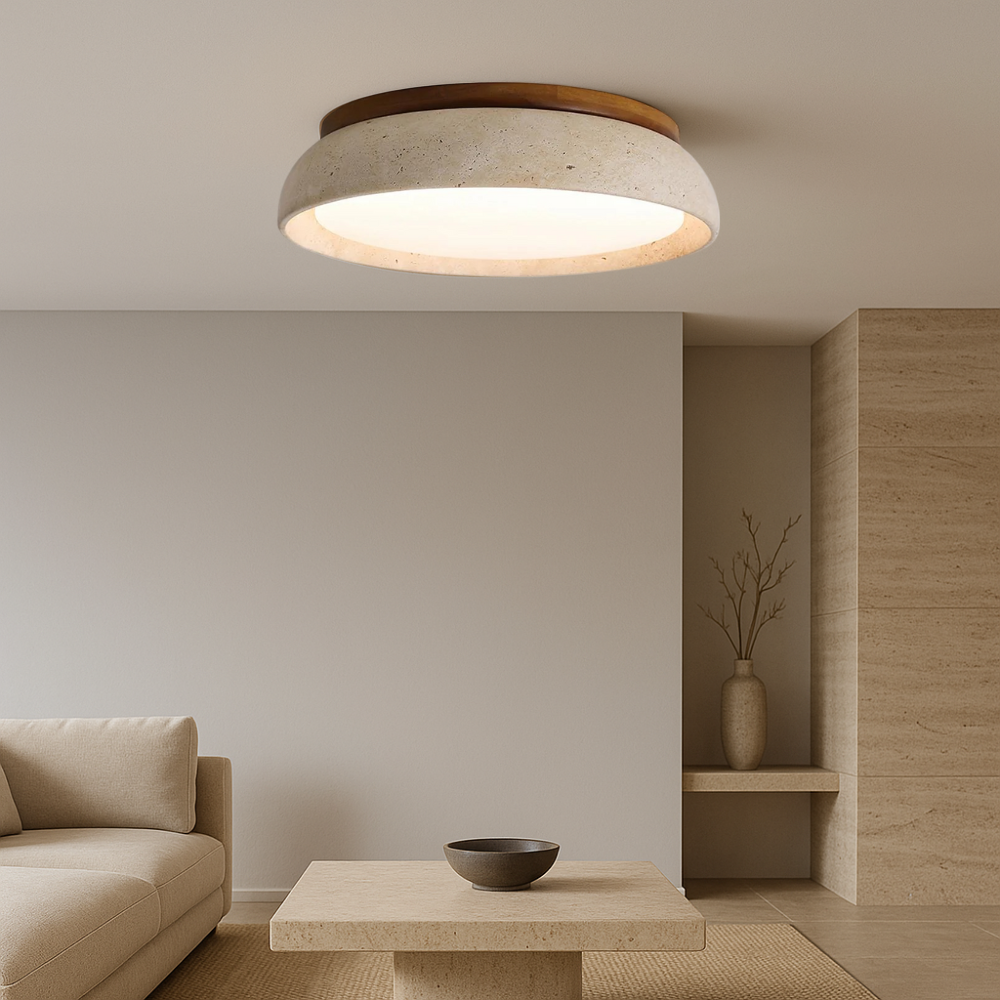 Elias Minimal Ceiling Light – Travertine Body