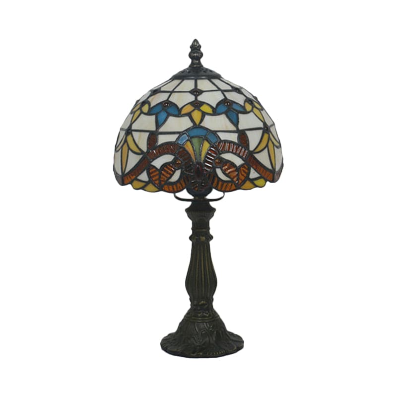 Bedside Table Lamp | Tiffany-Style Colored Glass with Lead Lines