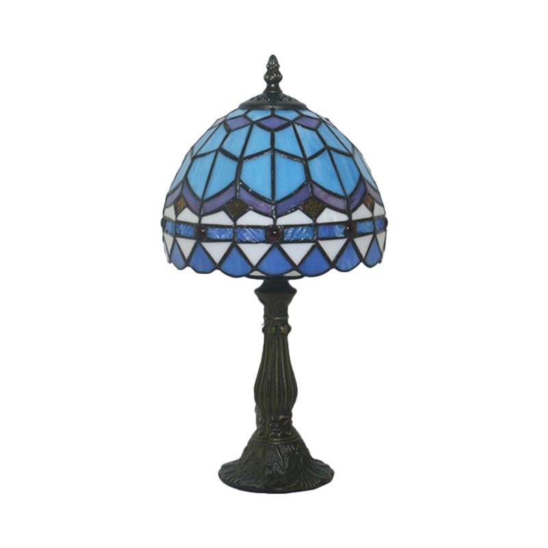 Bedside Table Lamp | Tiffany-Style Colored Glass with Lead Lines