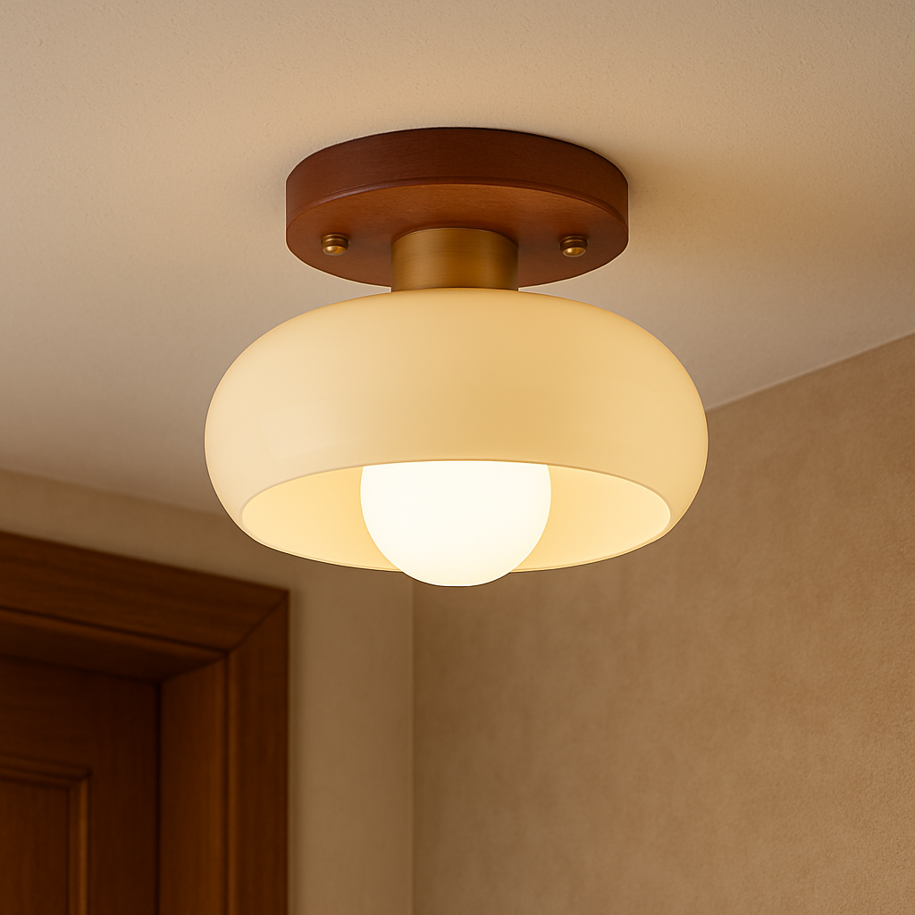Elias Minimal Ceiling Light – Wood Base
