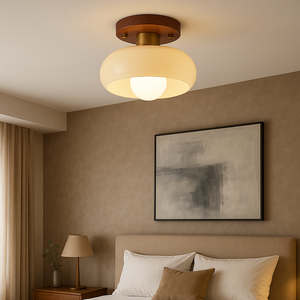 Elias Minimal Ceiling Light – Wood Base