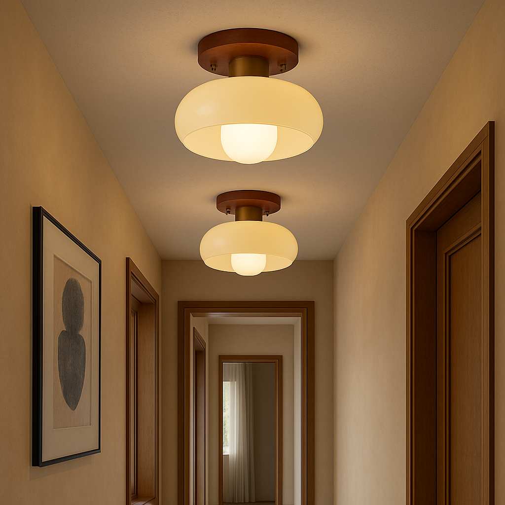 Elias Minimal Ceiling Light – Wood Base