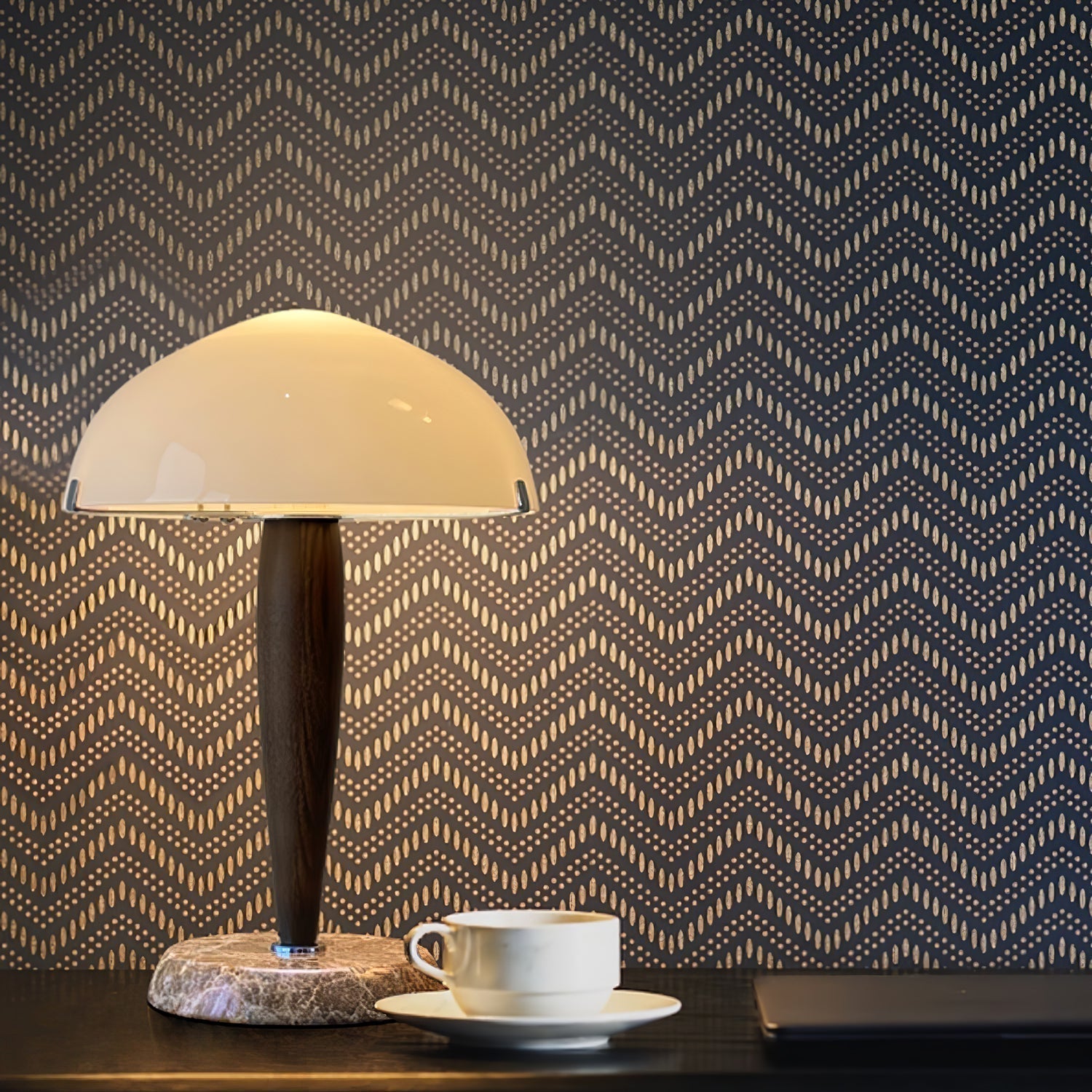 Table Lamp | Elegant Glass and Dark Walnut Timeless Design