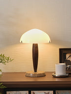 Table Lamp | Elegant Glass and Dark Walnut Timeless Design