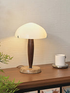 Table Lamp | Elegant Glass and Dark Walnut Timeless Design