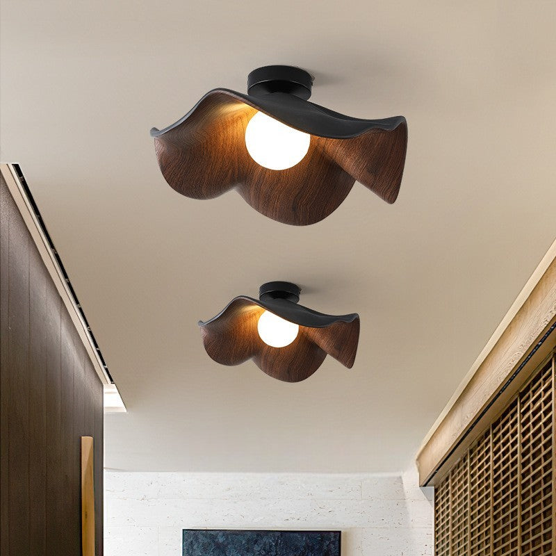 Elias Flower Ceiling Light – Wood Finish