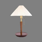 Table Lamp | Pleated Walnut Retro Design for Living Room Decor