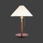 Table Lamp | Pleated Walnut Retro Design for Living Room Decor