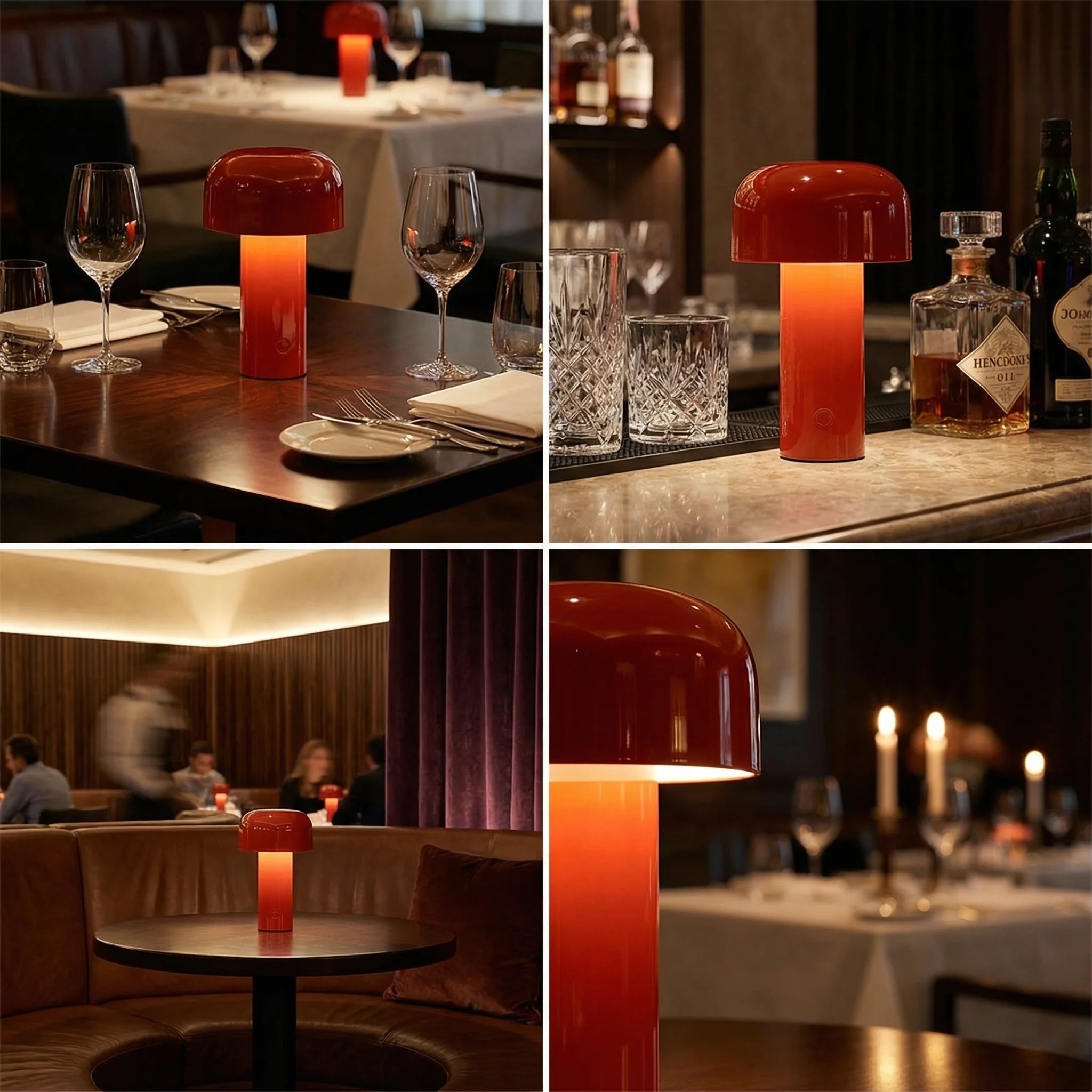 Bedside Table Lamp | Acrylic Mushroom Wireless Rechargeable Warm Light