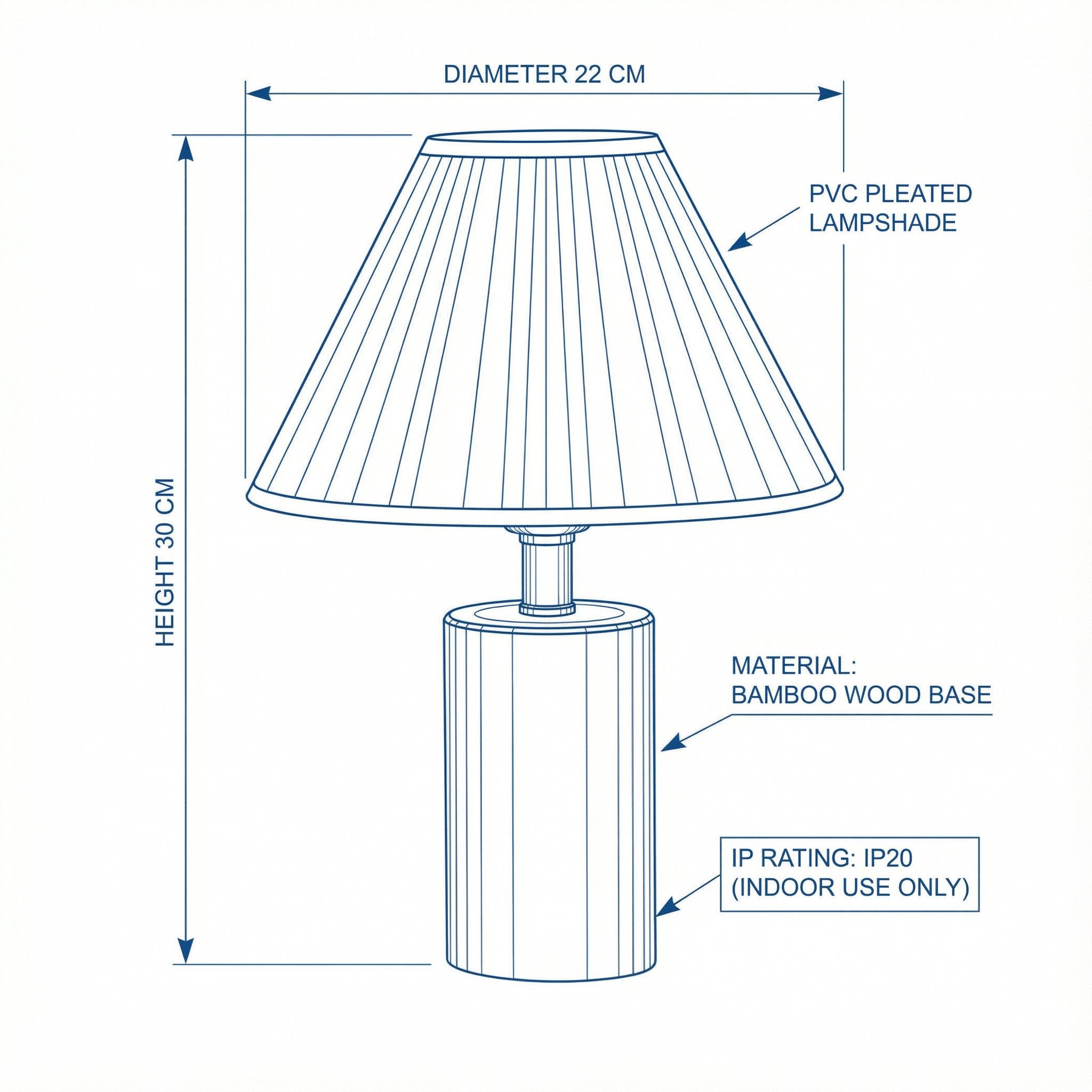 Bedside Table Lamp | Bamboo Wood Retro Pleated Shade