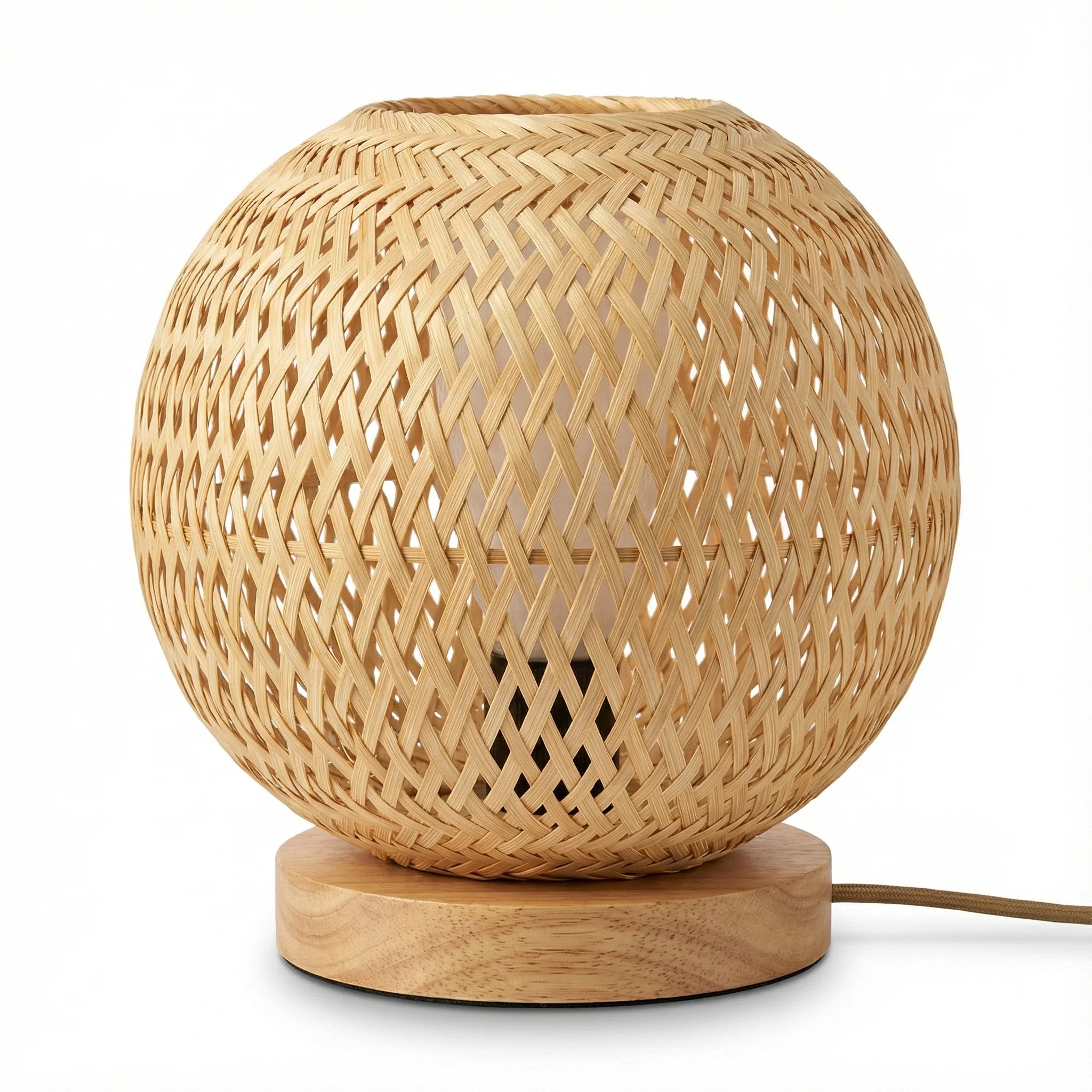 Bedside Table Lamp | Handcrafted Bamboo Rustic Eco-Friendly Ambient Light