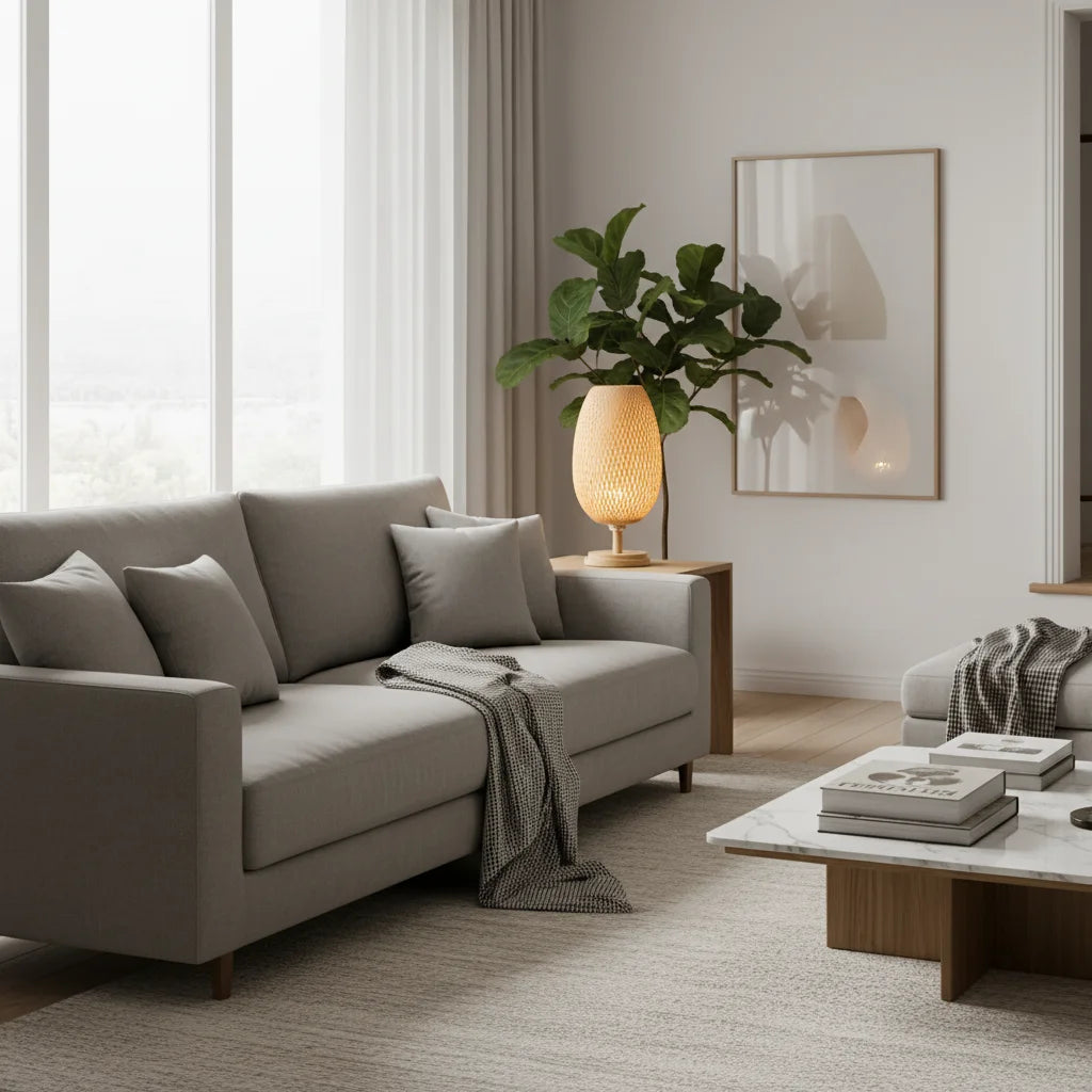 Bedside Table Lamp | Handcrafted Bamboo Rustic Eco-Friendly Ambient Light