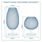 Bedside Table Lamp | Handcrafted Bamboo Rustic Eco-Friendly Ambient Light