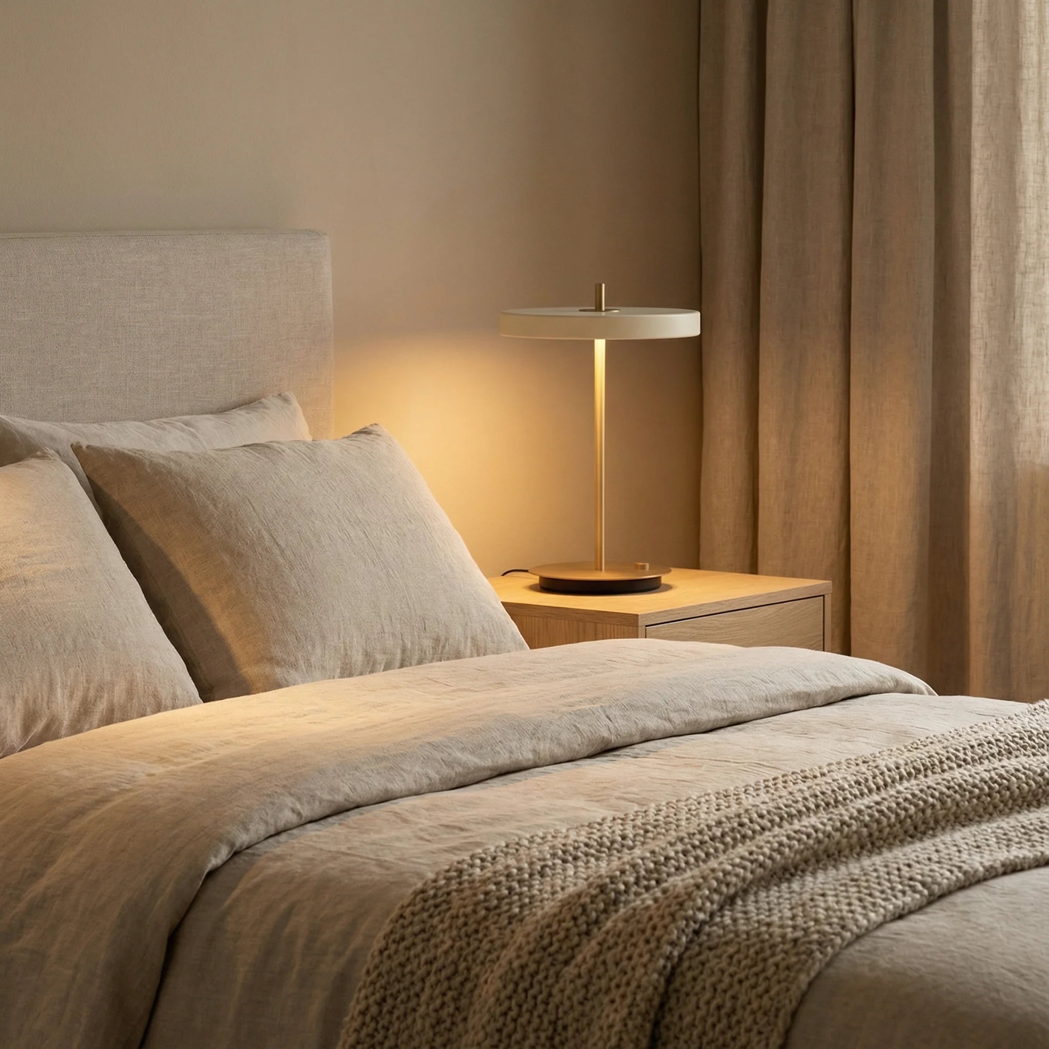 Bedside Table Lamp | Iron Glass Wireless Dimmable Warm Light