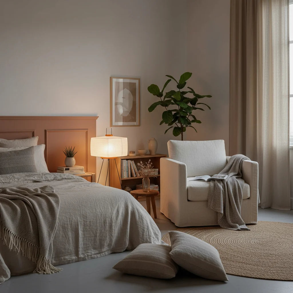 Bedside Table Lamp | Japandi Paper Minimalist Ambient Light