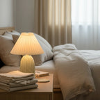 Bedside Table Lamp | Vintage Pleated Ceramic Soft Glow