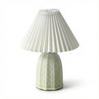 Bedside Table Lamp | Vintage Pleated Ceramic Soft Glow