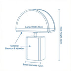 Bedside Table Lamp | Wabi-Sabi Bamboo Minimalist Handmade Light