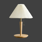 Table Lamp | Pleated Walnut Retro Design for Living Room Decor