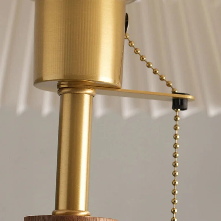 Table Lamp | Pleated Walnut Retro Design for Living Room Decor
