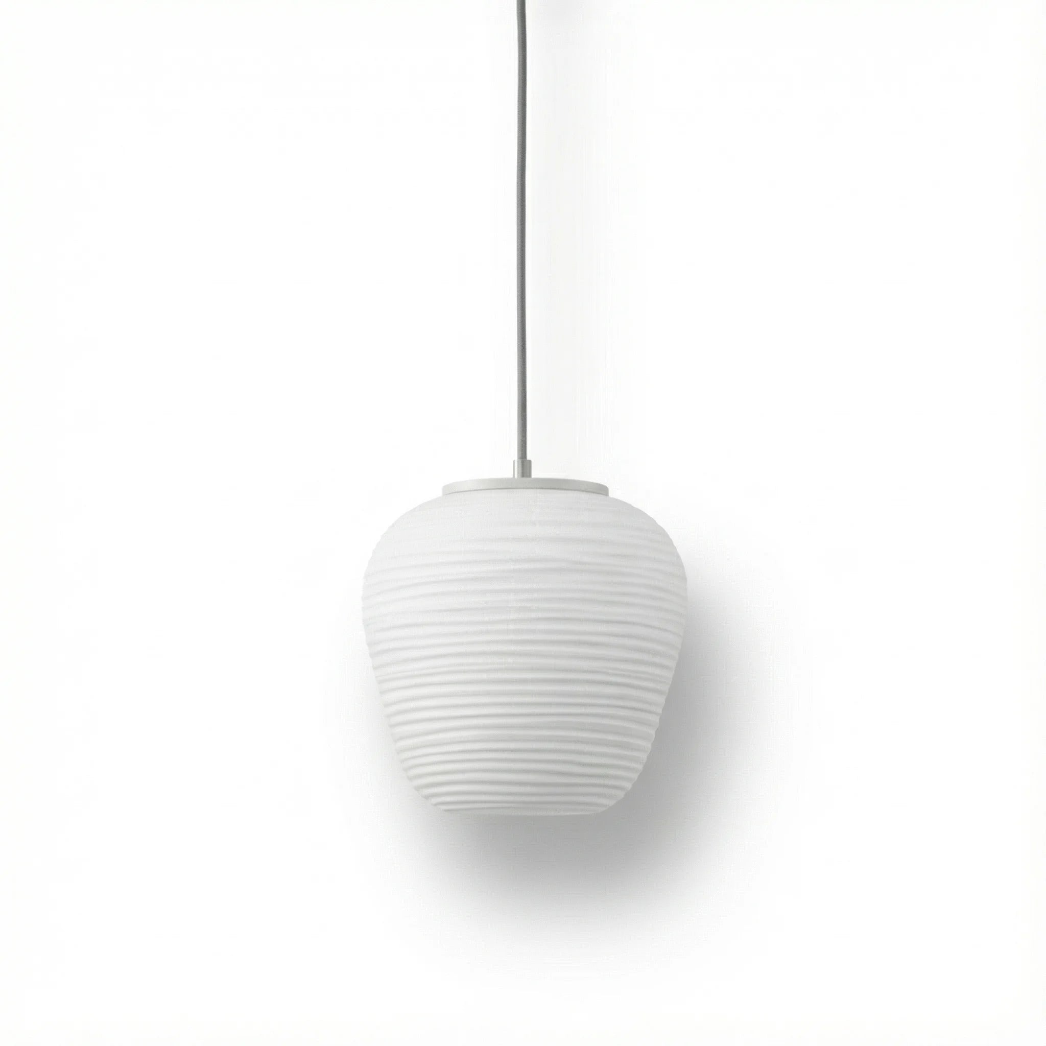 Pendant Lamp | Ribbed Opal Glass Minimalist Adjustable Ceiling Light