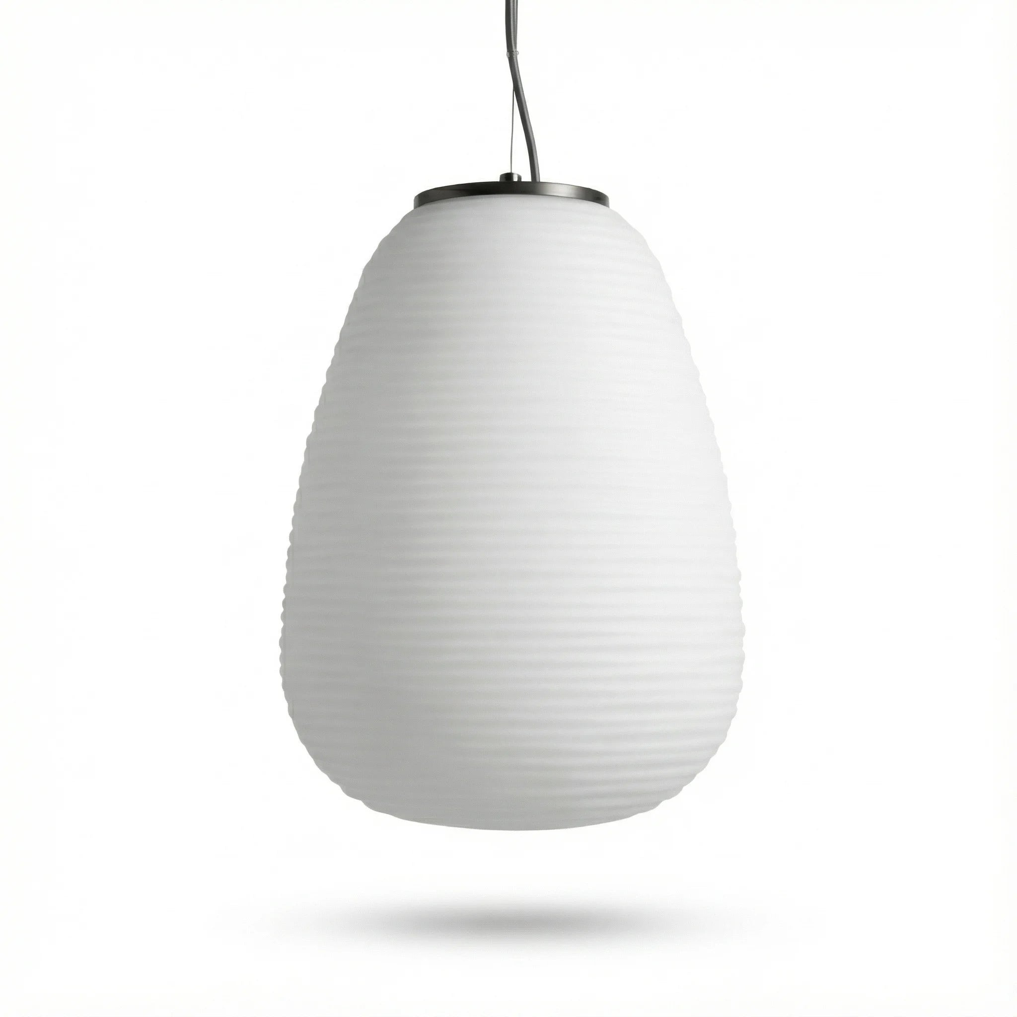Pendant Lamp | Ribbed Opal Glass Minimalist Adjustable Ceiling Light