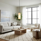 Alabaster Stone Sculptural Pendant Light | Minimalist Brass Designer Fixture