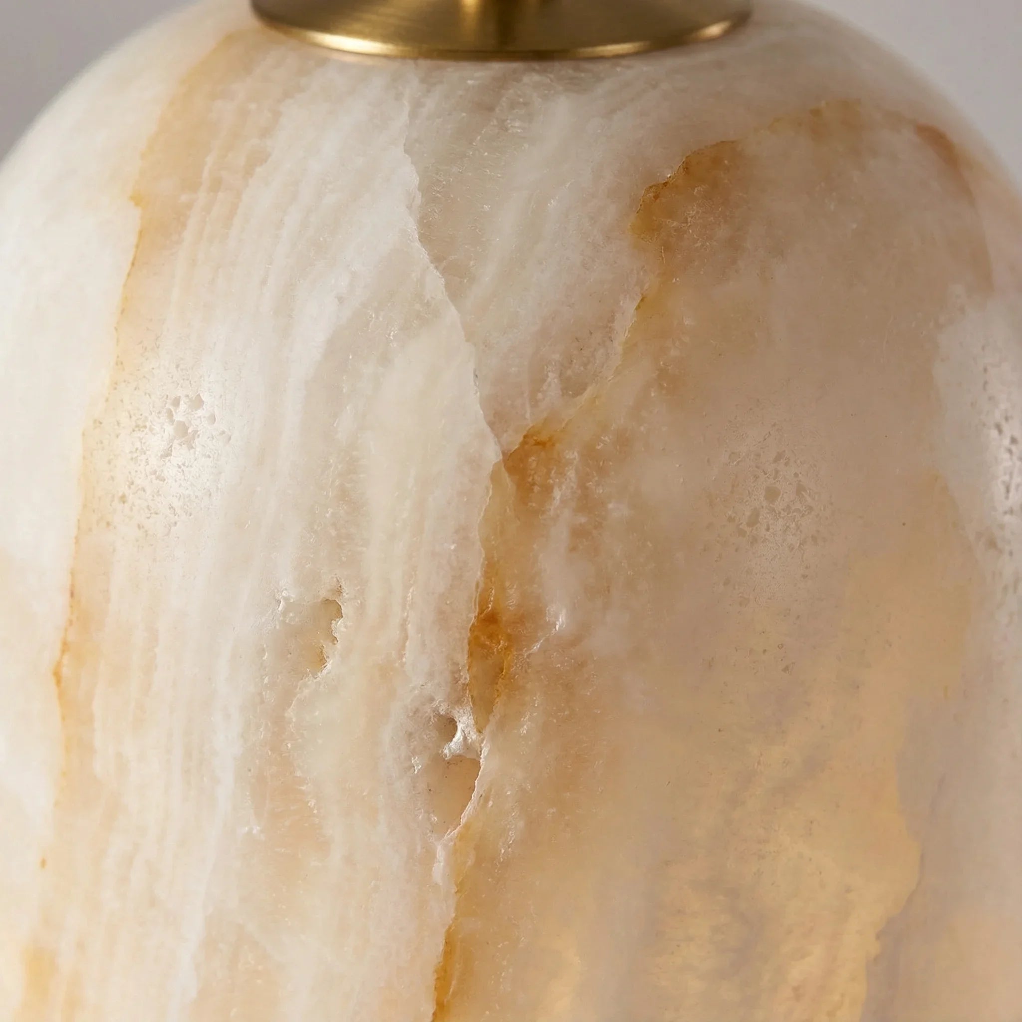 Alabaster Stone Sculptural Pendant Light | Minimalist Brass Designer Fixture
