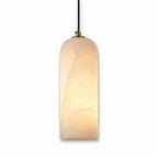Alabaster Stone Sculptural Pendant Light | Minimalist Brass Designer Fixture