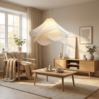 Pendant Light | Japandi Fabric Design with Adjustable Height and Warm Glow