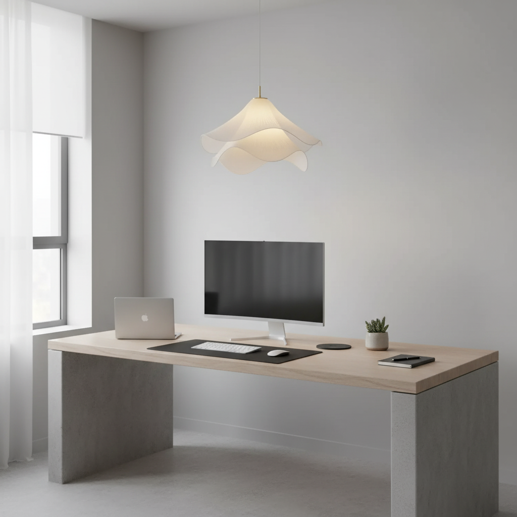 Pendant Light | Japandi Fabric Design with Adjustable Height and Warm Glow