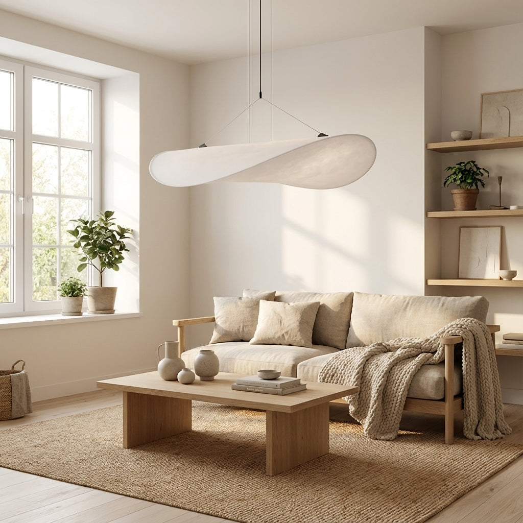 Pendant Light | Japandi Hand-Knitted Silk Minimalist Ceiling Fixture