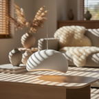 Wabi Sabi Fiberglass Pendant Light | Minimalist Adjustable Height Fixture