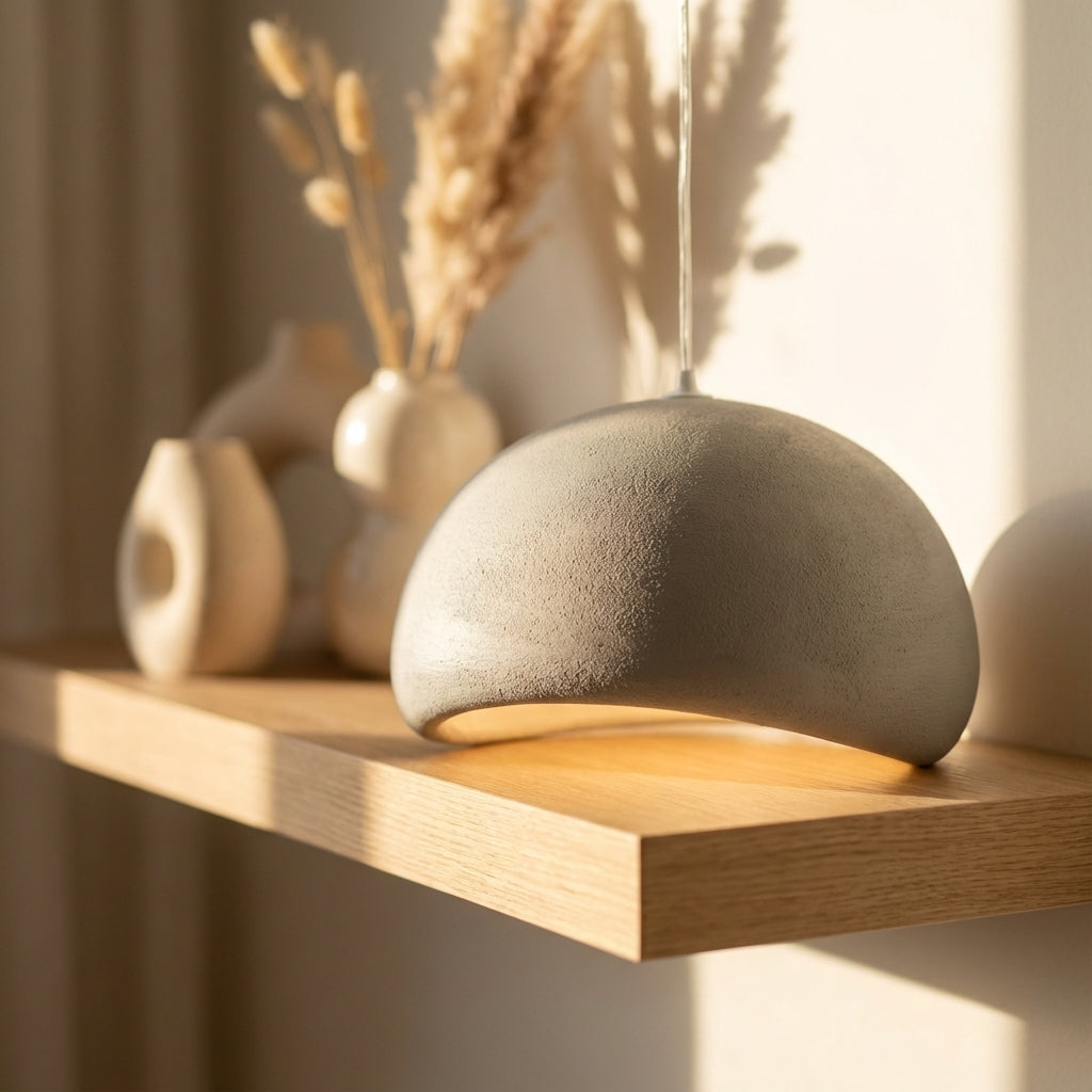 Wabi Sabi Fiberglass Pendant Light | Minimalist Adjustable Height Fixture