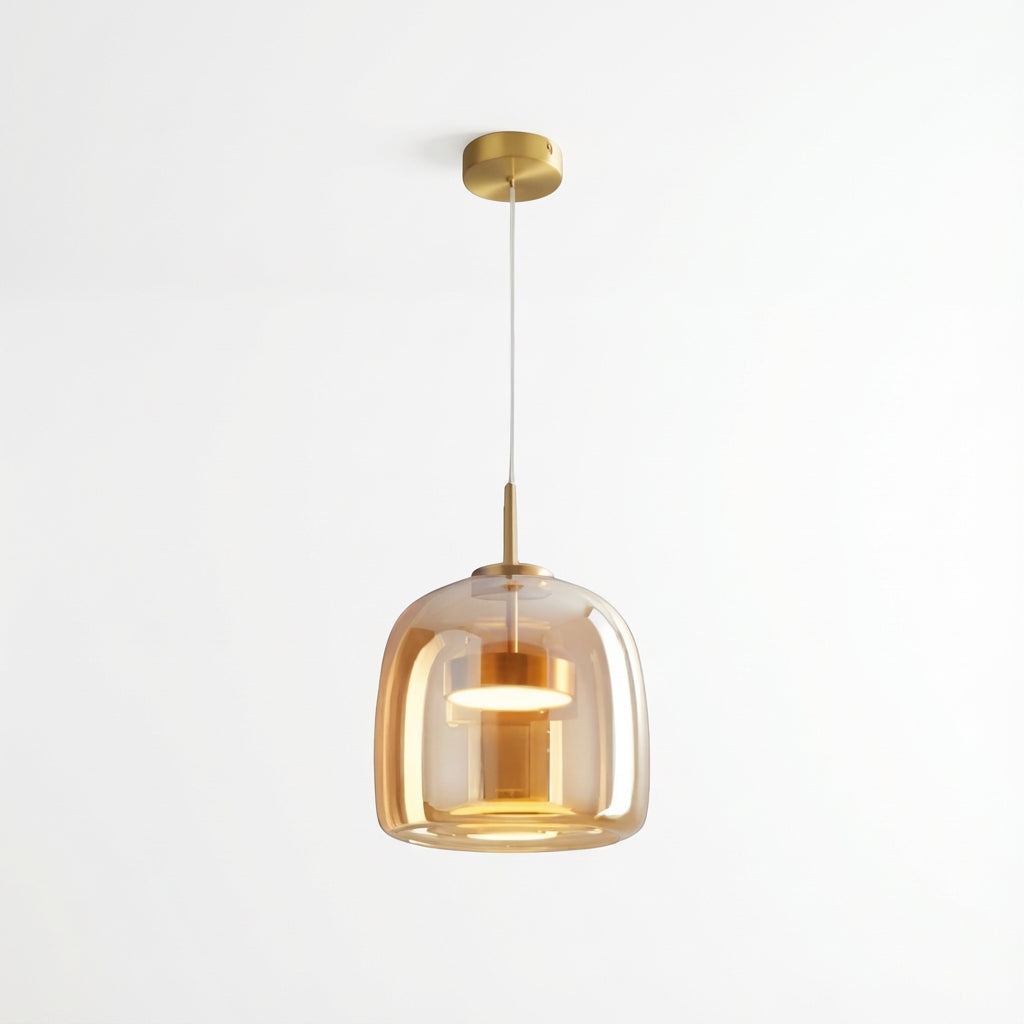 Retro Hand-Blown Glass Pendant | Adjustable Minimalist Kitchen Light