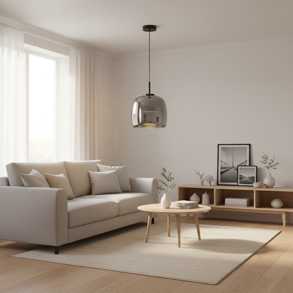 Retro Hand-Blown Glass Pendant | Adjustable Minimalist Kitchen Light