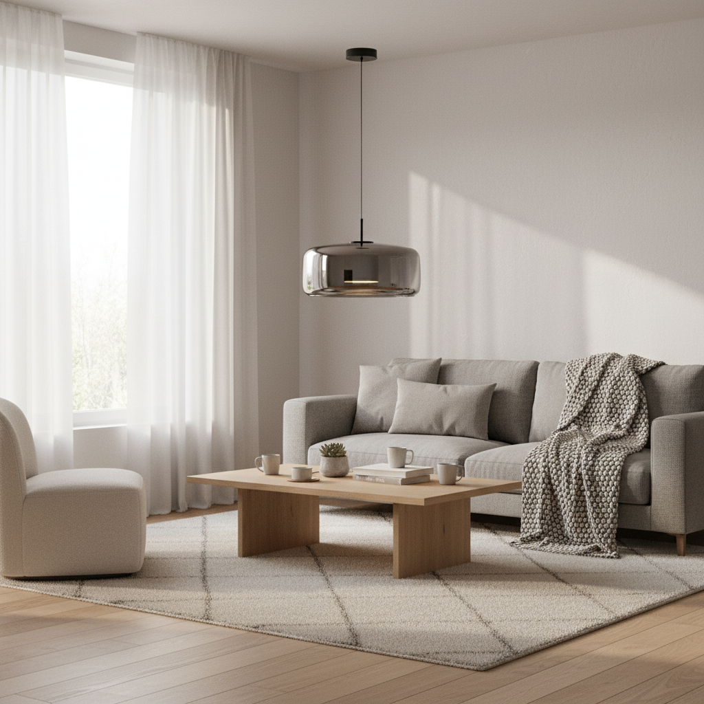 Retro Hand-Blown Glass Pendant | Adjustable Minimalist Kitchen Light