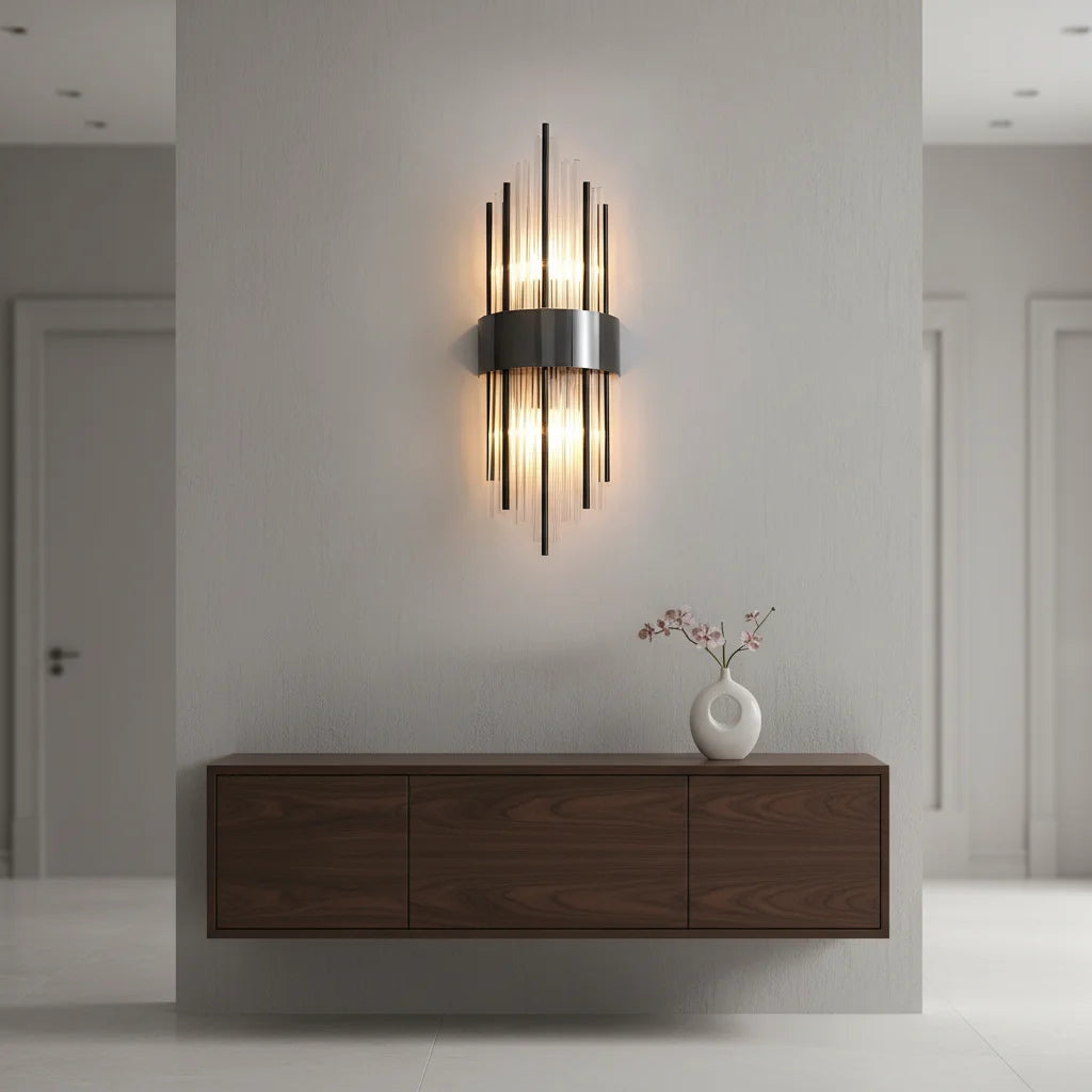 Romas Crystal Wall Light – Glass & Metal Design