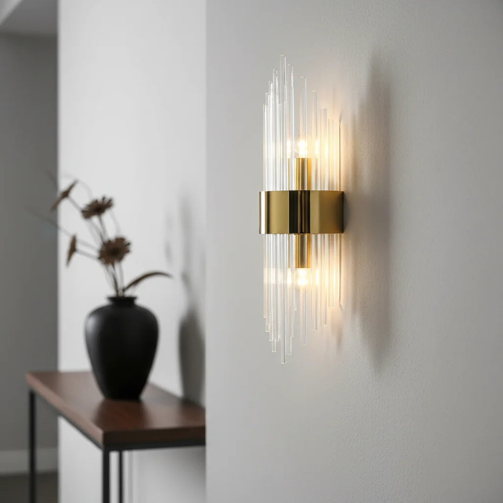 Romas Crystal Wall Light – Glass & Metal Design