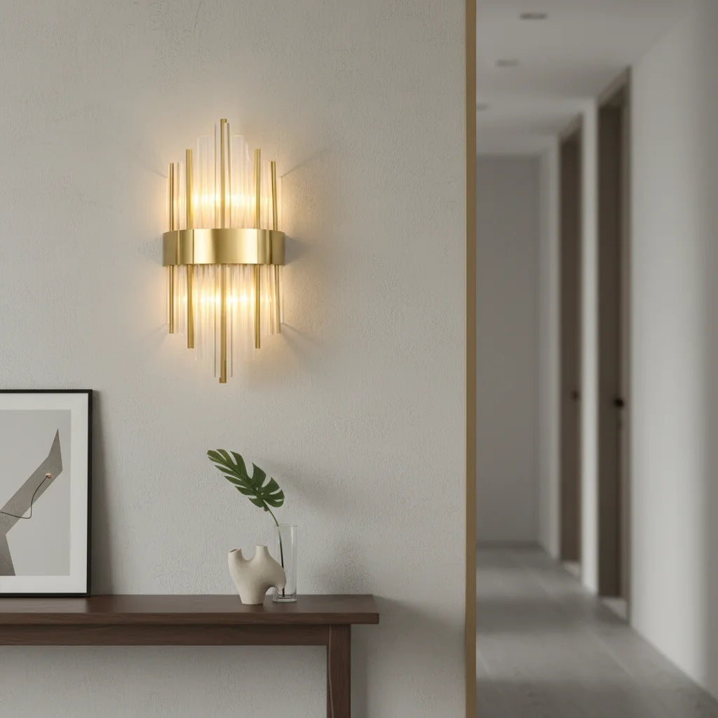 Romas Crystal Wall Light – Glass & Metal Design