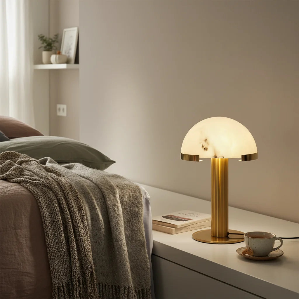 Table Lamp | Alabaster Minimalist Bronze Luxury Accent