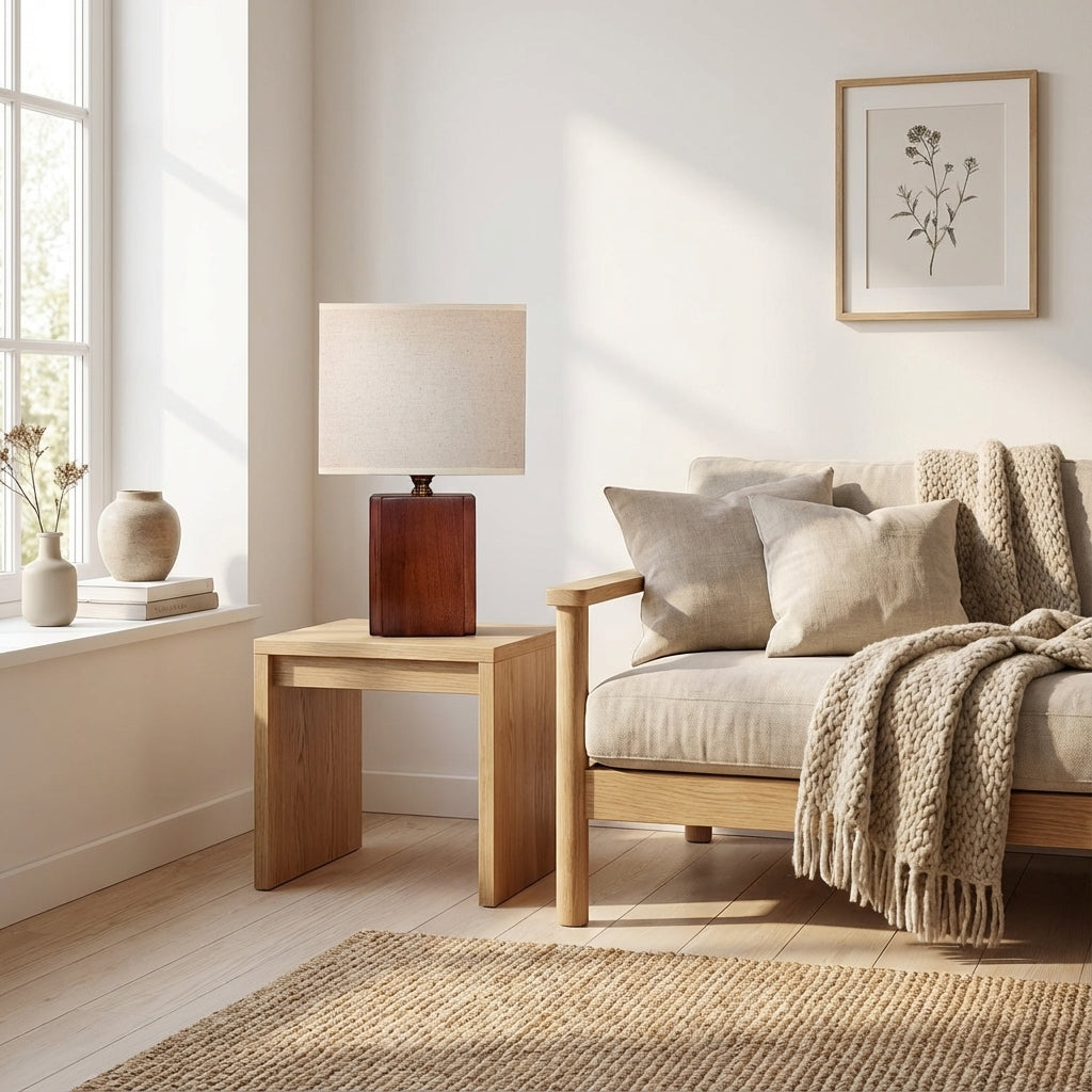 Table Lamp | Boho Bamboo Minimalist Design with Adjustable Warm Light