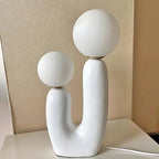 Table Lamp | Glass Resin Minimalist Dual Spherical Shade LED Lighting - Image 4